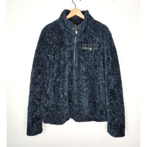 PENDLETON Womens Full Zip Jacket XL Blue High Neck Plaid Accent Fuzzy Transition